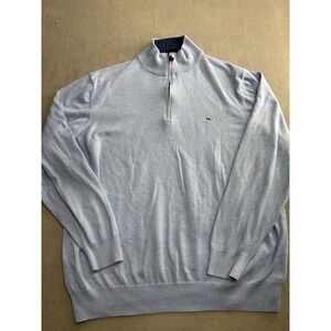 Vineyard Vines Quarter Zip Sweater Light Blue Whale Logo Men's XL